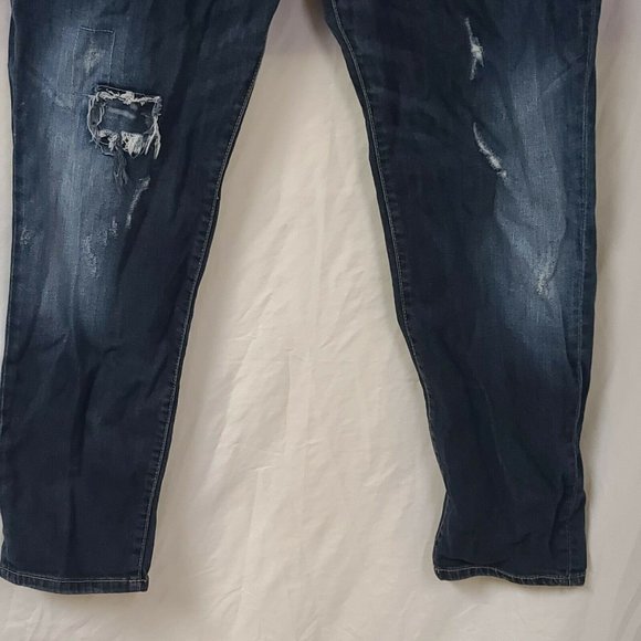 MNG Womens 14 Lonny Boyfriend Factory Distressed Slim Leg Denim Jeans 36x28 - Picture 3 of 11